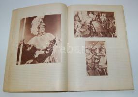 67 db régi fotó és egy füzet teleragasztva színészek képeivel, újságcikkekkel, stb