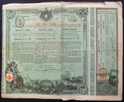 Olaszország/Róma 1885.December 10. Olasz Vöröskereszt kötvénye magyar és osztrák 7Kr bélyeggel és Pozsony, Bécs felülbélyegzéssel