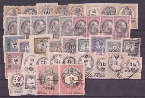 Régi okmánybélyeg tétel: 10 klf magyar + 31 klf osztrák