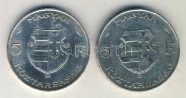 1947. 5Ft Ag (2x) "Kossuth" T:2,2- ph.