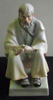 Zsolnay nagyméretű kézzel festett porcelán szalonnázó juhász szobor hibátlan állapotban / Zsolnay handpainted chinaware figure 33 cm flawless condition