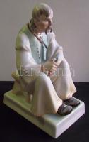 Zsolnay nagyméretű kézzel festett porcelán szalonnázó juhász szobor hibátlan állapotban / Zsolnay ha...