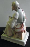 Zsolnay nagyméretű kézzel festett porcelán szalonnázó juhász szobor hibátlan állapotban / Zsolnay ha...