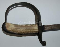 Régi szarvas-agancs markolatú kard /  sword with antler handle 100 cm