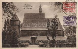 Bytom, Beuthen; Schrotholzkirche i. d. Promenade / wooden church