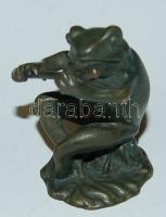 Kis furulyázó békát ábrázoló bronz figura / Bronze figure 5 cm