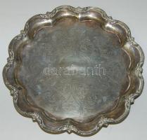 Dekoratív vésett alpakka tálca d:22 cm