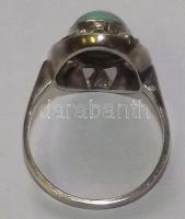 Dekoratív antik ezüst (Ag) gyűrű, türkizzel és cirkóniákkal 3,7g