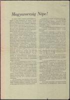 1956. október 28-i röplap, benne a Magyar Dolgozók Pártja Központi közleménye, amelyben a forradalmi helyzetre való tekintettel kollektív elnökség kinevezéséről döntenek