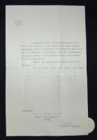 1923 Bethlen István miniszterelnök sajátkezű aláírása kinevezésen