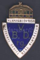 1858. Berzsenyi Dániel Reál Gimnázium" zománcozott iskola jelvény T:2 Kis zománc- és csat kitörés