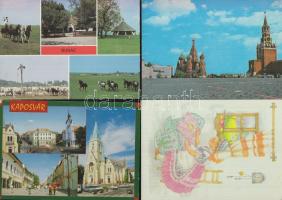 48 db magyar városképes lap és 11 db külföldi díjjegyes képeslap