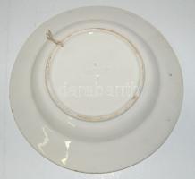 XIX. század vége Apátfalva Nagy Zs. kézzel festett kerámia falitányér, jelzett, d:22 cm