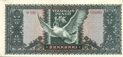 1945. 10.000.000P (3x) egymás utáni sorszámmal T:I- kis saroktörés
