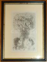 Szász Endre (1926-2003): Rézkarc-papír, jelzés nélkül, keretben 18x25 cm