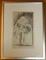 Kondor Béla (1931-1972): Rézkarc-papír, jelzés nélkül, keretben 18x25 cm