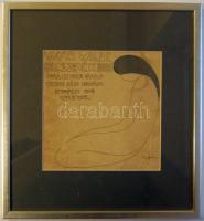 1908 Sasi Attila: Oscar Wilde műsorfüzet címlapja keretben, foltos, 25x27 cm