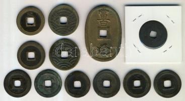 Kína / Japán 12db régi pénzérme, közte Br 100Mon is T:2,3