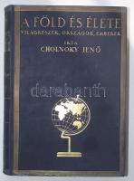 Cholnoky Jenő: A Föld és élete I-V. kötet. Minden kötet gazdag képanyaggal és egy-egy kihajtható színes térképpel (2. kötetből a térkép hiányzik). A hat kötet egységes, néhol kopott aranyozású kiadói egészvászon kötésben.