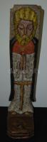 Nagyméretű kézzel festett faragott szerzetest ábrázoló gyertyatartó 51 cm