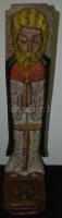 Nagyméretű kézzel festett faragott szerzetest ábrázoló gyertyatartó 51 cm