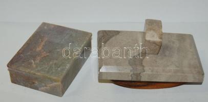 Dekoratív gránit tapper (14x9 cm) és dobozka (10x8x4 cm)