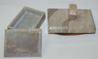 Dekoratív gránit tapper (14x9 cm) és dobozka (10x8x4 cm)