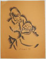 Molnár C. Pál jelzéssel: Borbély, ceruza-papír 25x32 cm