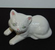 Kis porcelán macska figura / Chinaware cat figure 6x10 cm