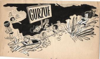 Ruszkay György (1924-1998): Gurzuf, vegyes technika-papír, jelzett 15x19 cm