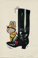 Ruszkay György (1924-1998): vegyes technika-papír, jelzett 15x19 cm