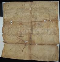 1636 Rákóczi György címeres-levele Pál János Bálint részére, kihirdetve 1637-ben.  Pergamen 30x40 cm...