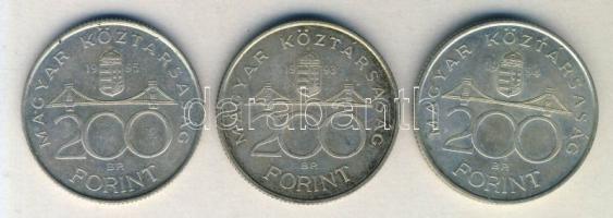 1993-95. 200Ft Ag "MNB" + "Deák" (3x) T:2,2-,2/3