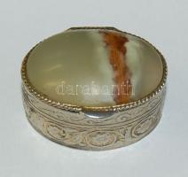 Kis fém gyógyszeres-szelence tigrisszemmel / Small medicine-box 4x2,5 cm