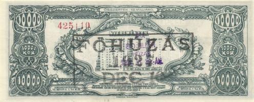 1926. "Repülők tárgysorsjátéka" 10.000K dollár sorsjegy. "C sor" hátoldali 80f f...