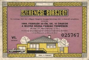 1968. "Szerencse Sorsjegy" 4Ft a Magyar Újságírók Országos Szövetsége által rendezendő sorsjátékon T:II-