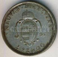 1935. 2P Ag "Pázmány" T:2- patina