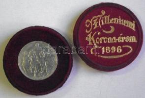 1896. 1K Ag "Millenium" szép állapotban lévő eredeti "Milleniumi Koronaérem - 1896" díszdobozban! T:3