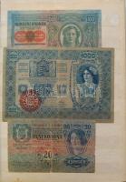 Kis vegyes gyűjtői bankjegy tétel albumba rendezve, 1900-as évek elejétől, közte 1902. 1000K piros "Magyarország" körbélyegzővel + Inflációs pengők, Vörös Hadsereg kiadások + néhány külföldi bankjegy, főleg oroszok T:vegyes, közel 110db bankjegy