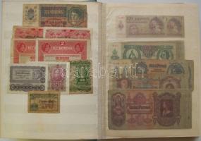 Kis vegyes gyűjtői bankjegy tétel albumba rendezve, 1900-as évek elejétől, közte 1902. 1000K piros &...