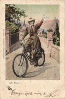 Lady on bicycle (fl)