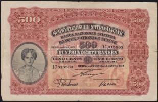 Svájc 1917. 500Fr T:III- (kis szakadás)