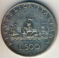 Olaszország 1961R. 500L Ag "Kolombusz hajói" T:2- ph