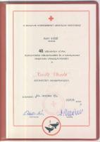 1984. 40. véradásért járó "Kiváló Véradó" kitüntetés eredeti díszdobozban kitűzővel és ado...