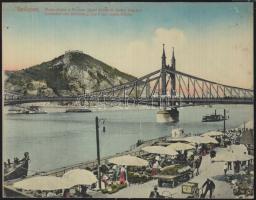 Budapest Ferenc József híd és vásár; hajtatlan nagy méretű képeslap (18 ×14 cm) (fl)