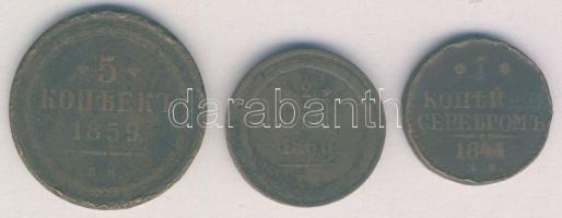 Cári Oroszország 1844. 1k + 1860. 2k + 1859. 5k T:3,3- ph.