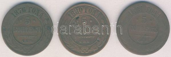 Cári Oroszország 1876. 5k + 1880. 5k + 1881. 5k T:3,3- ü. ph.