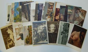 30 db háború előtti művészeti reprodukciós lap, közte litho is, nagyrészt használatlan / 30 mainly unused Art reproduction cards