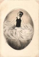 Dancing lady, etching style