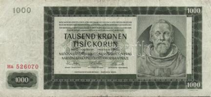 Német 3. Birodalom/Cseh-Morva Protektorátus 1942. 1000K T:III